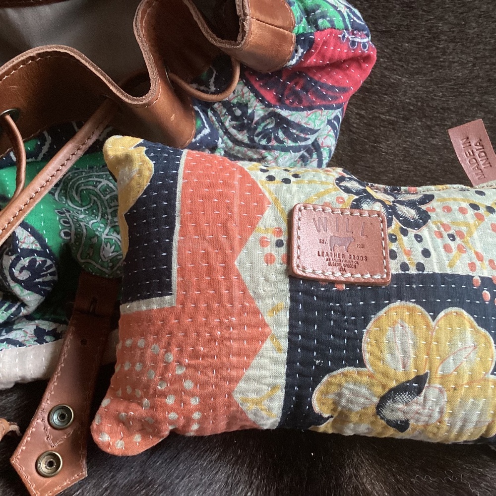 WILL Leather Goods Multi Colored Leather Cross Slouch Gather Drawstring Backpack - Picture 8 of 12